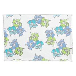 水彩ハイビスカスハワイアンフローラリバーシブル 枕カバー