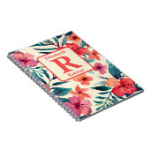 水彩ハイビスカスパーソナライズされたカスタム花 ノートブック (右側)