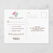 水彩ハイビスカスマウイウェディングRSVPカード インビテーションポストカード (裏面)