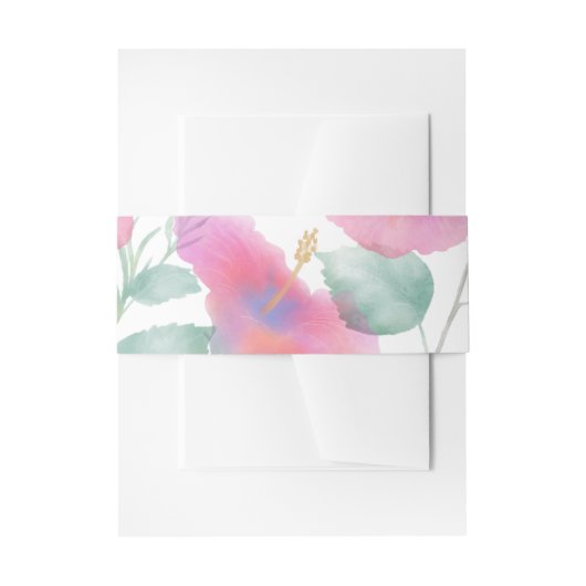 水彩ハイビスカスマウイ結婚ズ 招待状ベリーバンド (正面例)