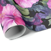 水彩ハイビスカスラッピング紙 ラッピングペーパー (ロールコーナー)