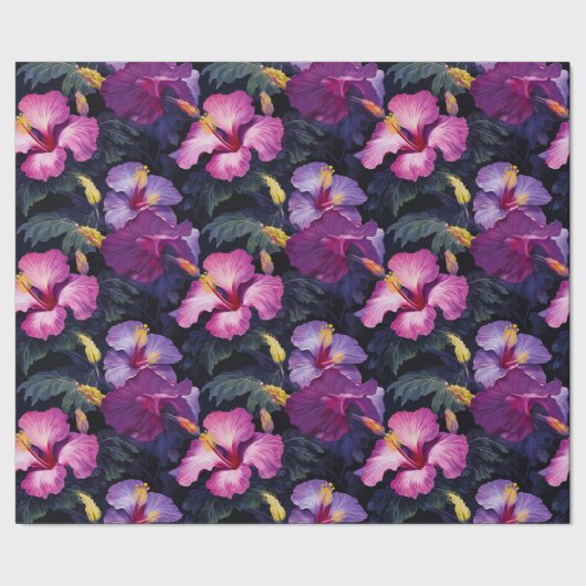 水彩ハイビスカスラッピング紙 ラッピングペーパー (シーム)