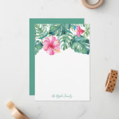 水彩ハイビスカス文パーソナライズされた具 ノートカード (正面/裏面インサイチュ)