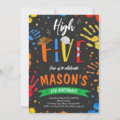 水彩ハイファイブ誕生日 招待状 (正面)