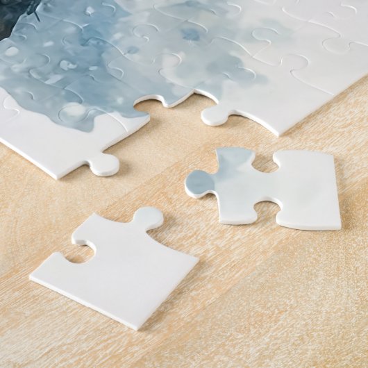 水彩ハイランドカウウィンターシーン ジグソーパズル (側面)