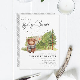 水彩ハイランド牛のベビーシャワー