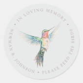 水彩ハチドリの葬儀追悼記念ステッカー ラウンドシール (正面)