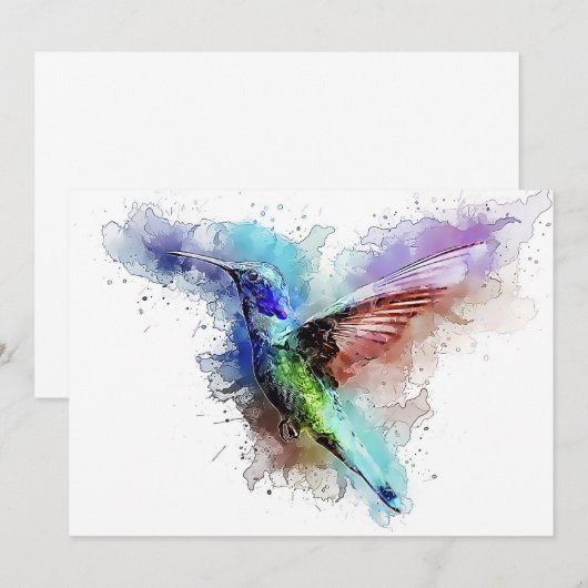 水彩ハチドリ 招待状 (正面/裏面)