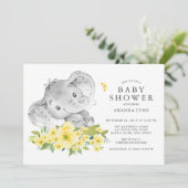 水彩ハッピーエレファントニュートラルベビーシャワー 招待状 (スタンド正面)
