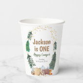 水彩ハッピーキャンパー第1誕生日紙カップ 紙コップ (裏面)