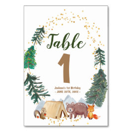 水彩ハッピーキャンパー1歳の誕生日表番号 テーブルナンバー