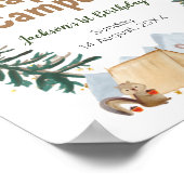 水彩ハッピーキャンパー1stバースデーウェルカムサイン ポスター (角)