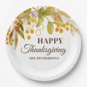 水彩ハッピーサンクスギビング ペーパープレート (正面)