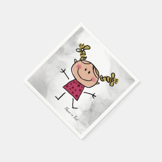 水彩ハッピースティックガールピンクドレエレガントス スタンダードカクテルナプキン (角)