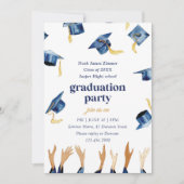 水彩ハッピーハット卒業パーティー 招待状 (正面)