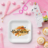 水彩ハッピーハローウィン ペーパープレート (パーティー)