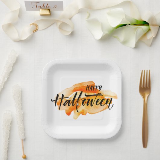 水彩ハッピーハローウィン ペーパープレート (ウェディング)