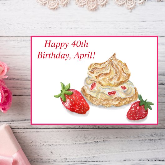 水彩ハッピーバースデーストロベリーカード カード