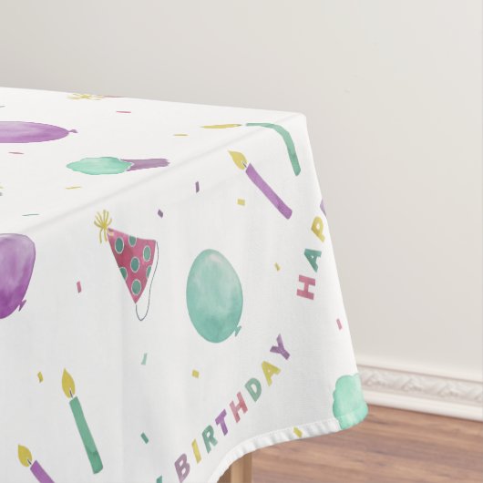 水彩ハッピーバースデーデザイン テーブルクロス (インサイチュ)