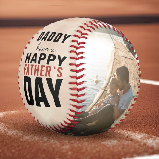 水彩ハッピーファーザーの日2フォトコラージュ 野球ボール
