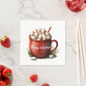 水彩ハッピーホリデーズホットチョコレート スタンダードカクテルナプキン (インサイチュ)