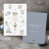 水彩ハッピーホリデー冬青コラージュ シーズンカード