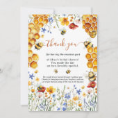 水彩ハニーハチとハニカムのウェディングシャワーのお礼カード サンキューカード (正面)