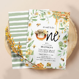 水彩ハニーハニースイートトゥ・ビーONE 1st誕生日 招待状