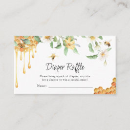 水彩ハニービー赤ちゃんシャワーおむつラッフル エンクロージャーカード