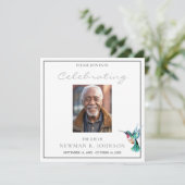 水彩ハミングバードお祝い・オブ・ライフ・フォト 招待状 (スタンド正面)