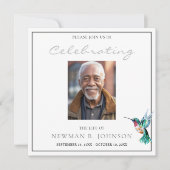 水彩ハミングバードお祝い・オブ・ライフ・フォト 招待状 (正面)