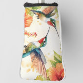 水彩ハミングバードアンドフラワーズデザイン ゴルフヘッドカバー (回転90)