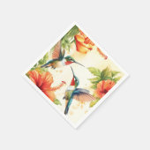 水彩ハミングバードアンドフラワーズデザイン スタンダードカクテルナプキン (角)