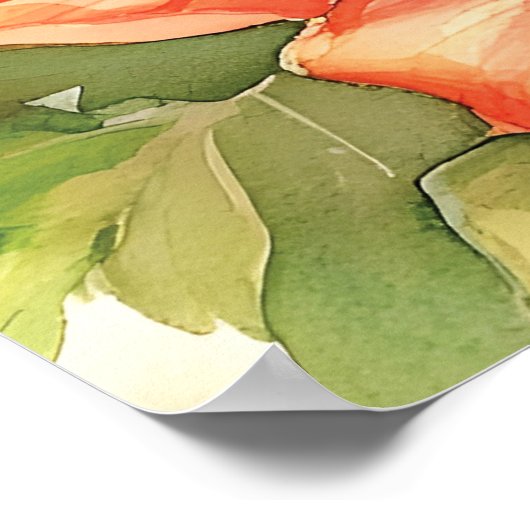 水彩ハミングバードアンドフラワーズデザイン ポスター (角)