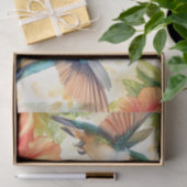 水彩ハミングバードアンドフラワーズデザイン 薄葉紙 (ギフト)