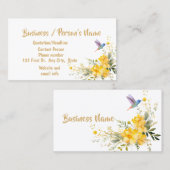 水彩ハミングバードイエローフラワーズカスタム 名刺 (正面/裏面)