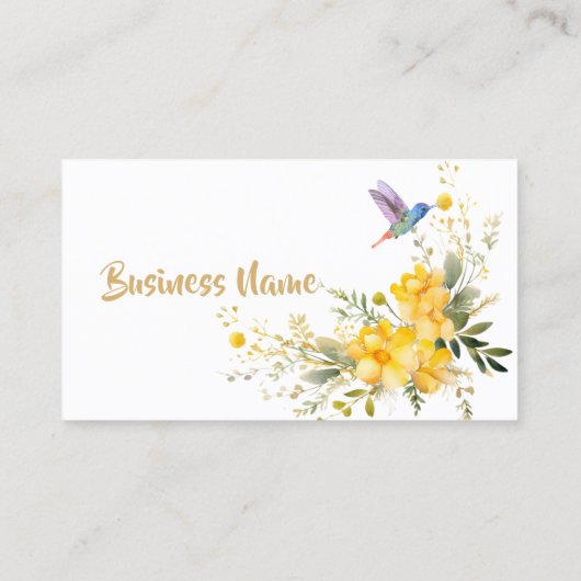 水彩ハミングバードイエローフラワーズカスタム 名刺 (裏面)