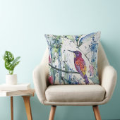 水彩ハミングバードスロー枕 クッション (椅子)