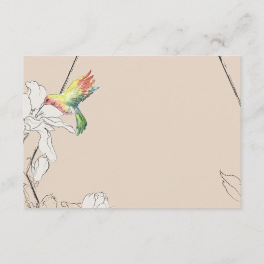 水彩ハミングバードフローラ幾何結婚の エンクロージャーカード (裏面)