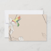 水彩ハミングバードフローラ幾何結婚の 出欠カード (裏面)