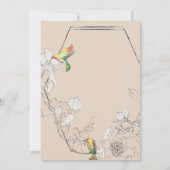 水彩ハミングバードフローラ幾何結婚の 招待状 (裏面)
