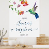 水彩ハミングバードベビーシャワーウェルカム ポスター (キッチン)
