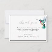 水彩ハミングバード葬儀メモリアルありがとう サンキューカード (正面)