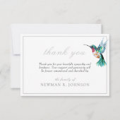 水彩ハミングバード葬儀メモリアルありがとう サンキューカード (正面)