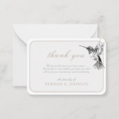 水彩ハミングバード葬儀メモリアルありがとう ノートカード (正面)