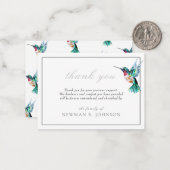 水彩ハミングバード葬儀メモリアルありがとう ノートカード (正面/裏面インサイチュ)