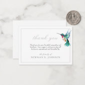 水彩ハミングバード葬儀メモリアルありがとう ノートカード (正面/裏面インサイチュ)