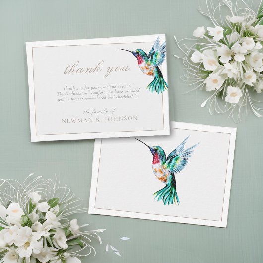 水彩ハミングバード葬儀メモリアルありがとう ノートカード