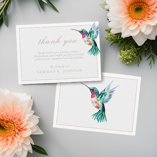 水彩ハミングバード葬儀メモリアルありがとう ノートカード