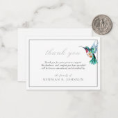 水彩ハミングバード葬儀メモリアルありがとう ノートカード (正面/裏面インサイチュ)